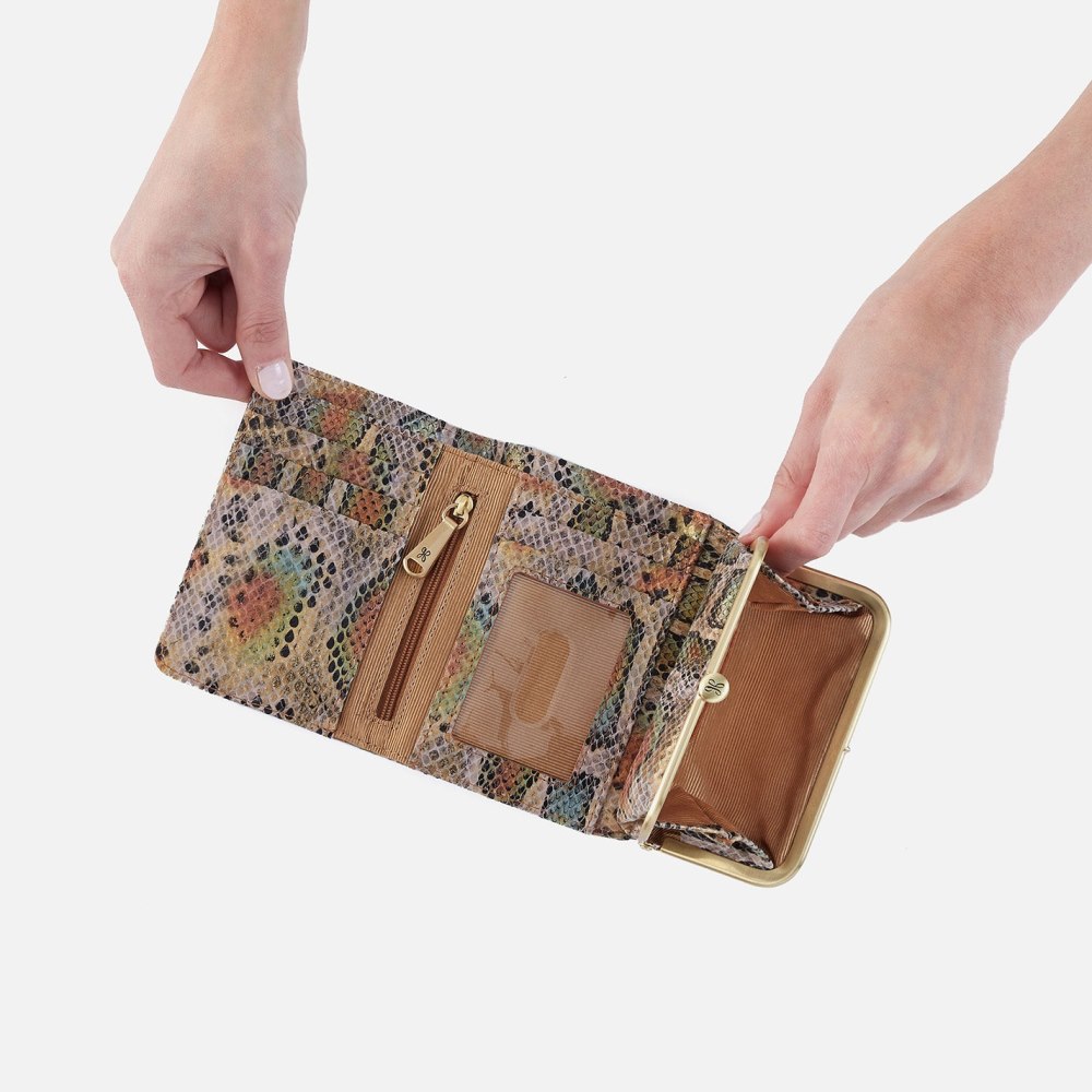 Hobo | Robin Compact Wallet in Printed Leather - Opal Snake Print