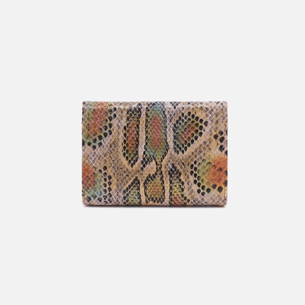 Hobo | Robin Compact Wallet in Printed Leather - Opal Snake Print