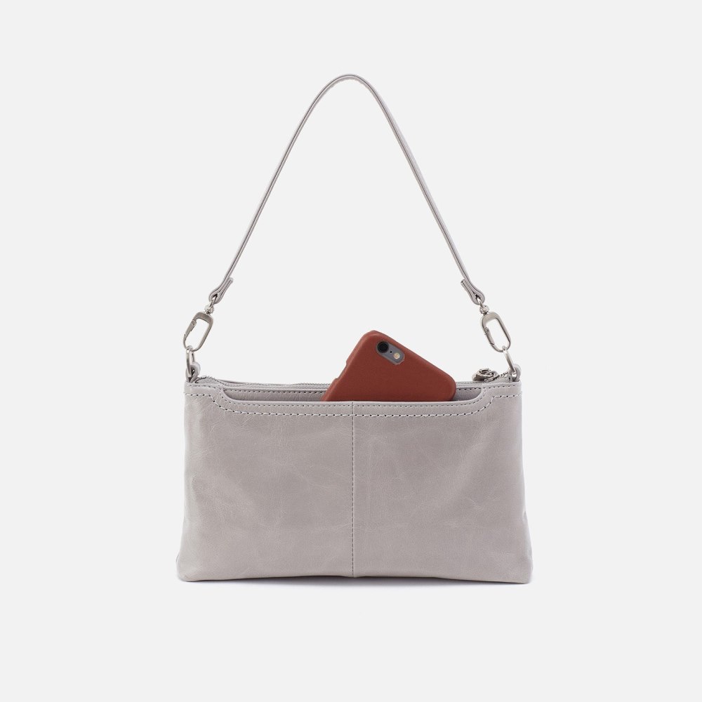 Hobo | Darcy Crossbody in Polished Leather - Light Grey