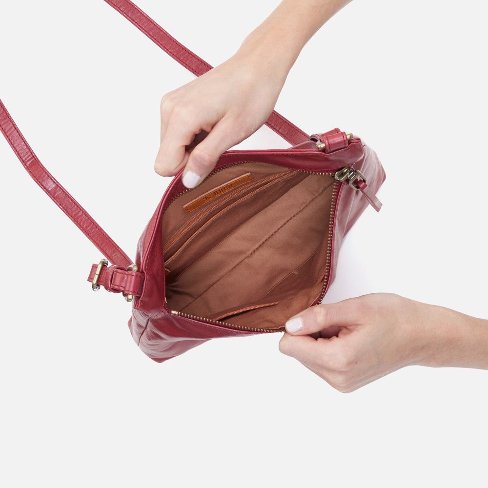 Hobo | Cambel Crossbody in Polished Leather - Cranberry