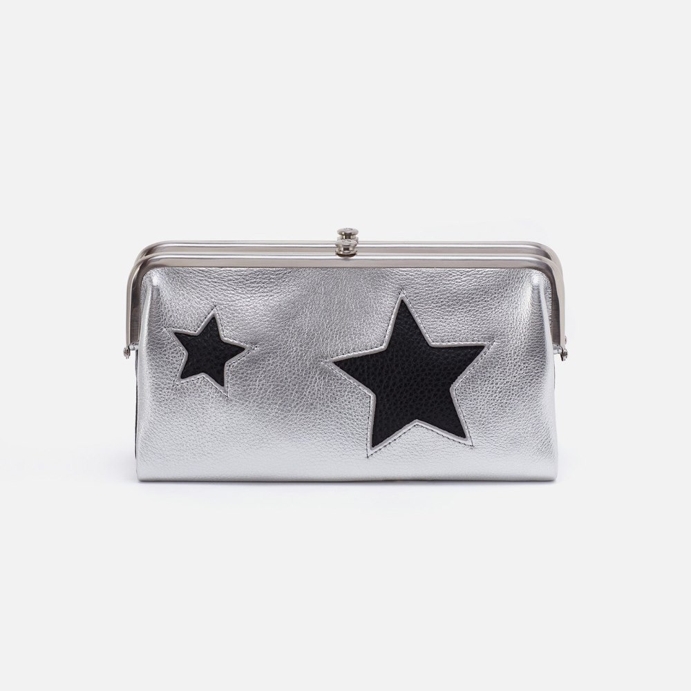 Hobo | Lauren Clutch-Wallet in Metallic Leather - Argento - Click Image to Close