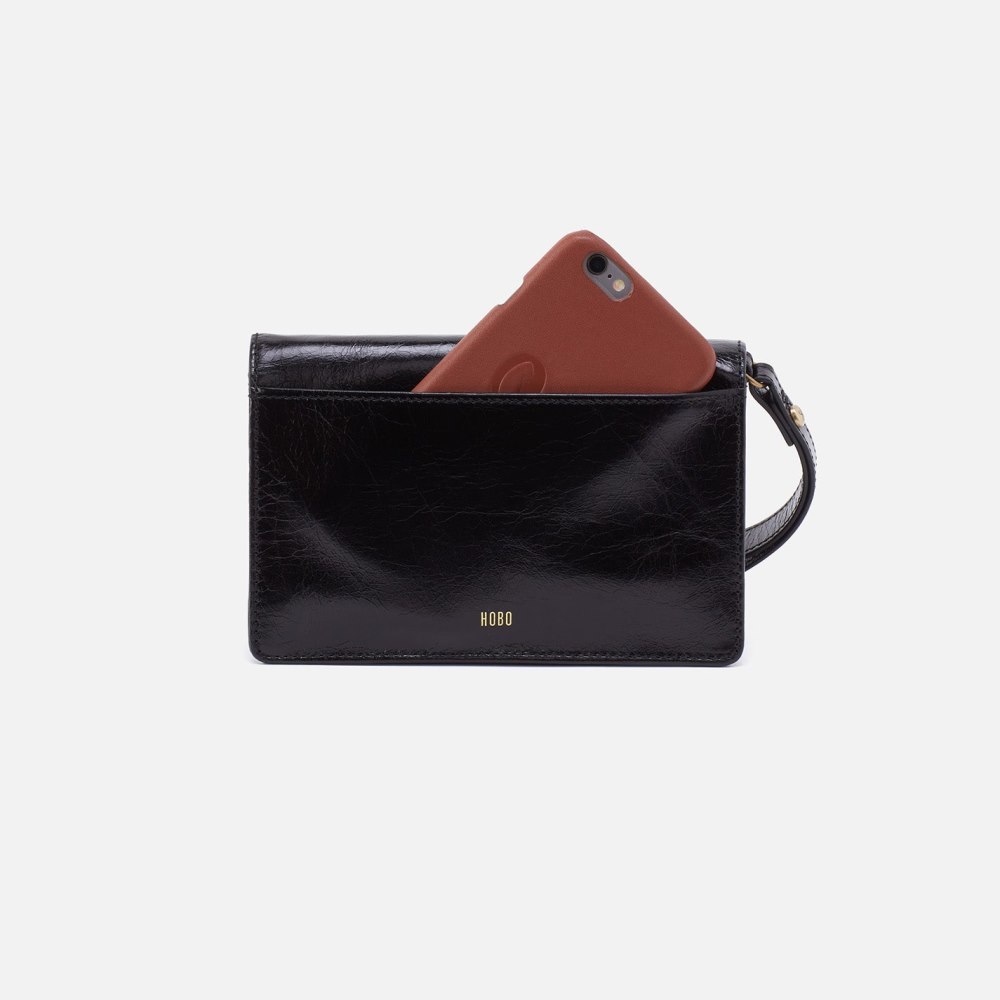 Hobo | Jill Wristlet in Polished Leather - Black