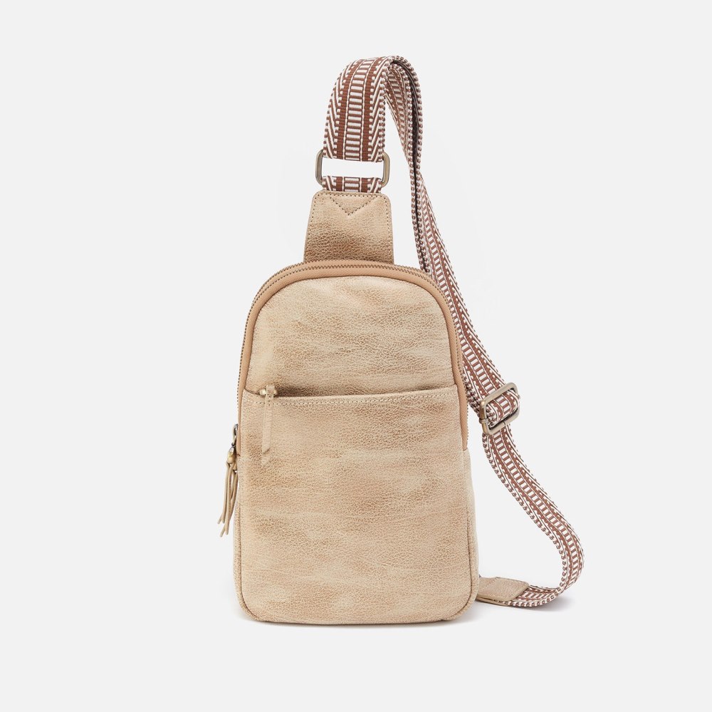 Hobo | Cass Sling in Metallic Leather - Gold Leaf - Click Image to Close