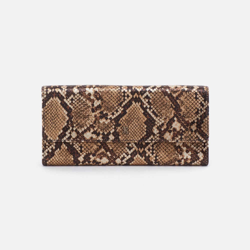 Hobo | Jill Large Trifold Wallet in Printed Leather - Golden Snake