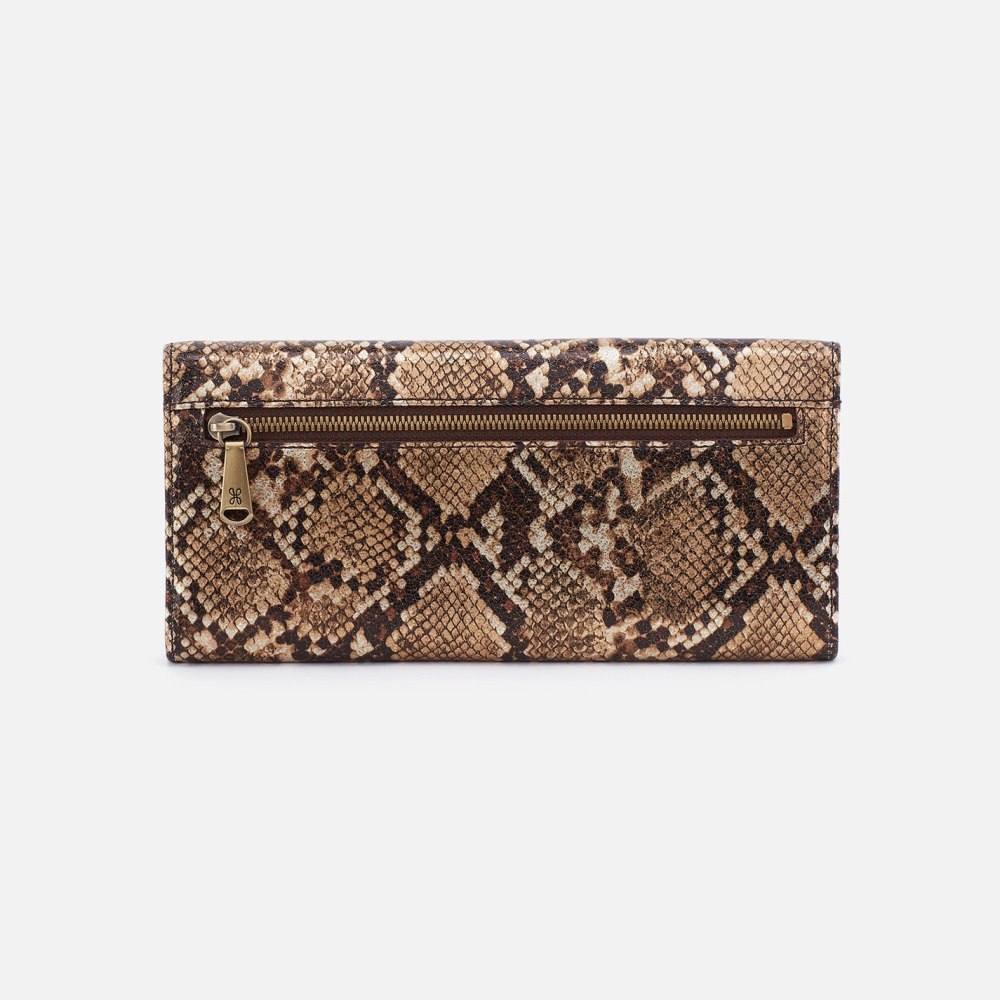 Hobo | Jill Large Trifold Wallet in Printed Leather - Golden Snake