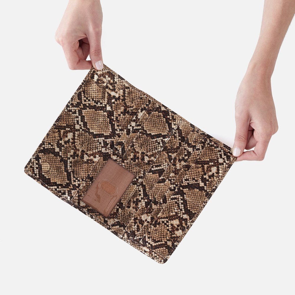 Hobo | Jill Large Trifold Wallet in Printed Leather - Golden Snake