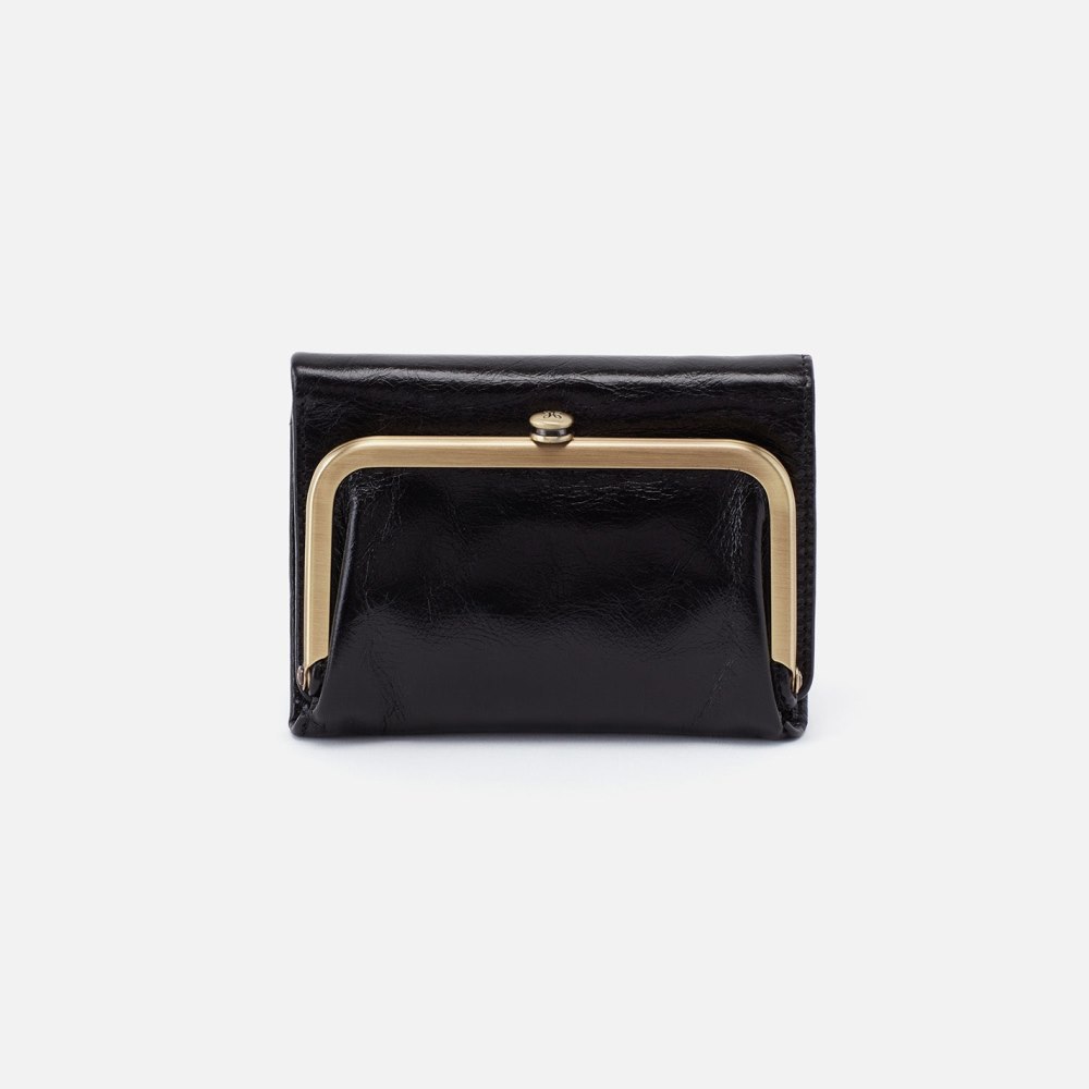 Hobo | Robin Compact Wallet in Polished Leather - Black