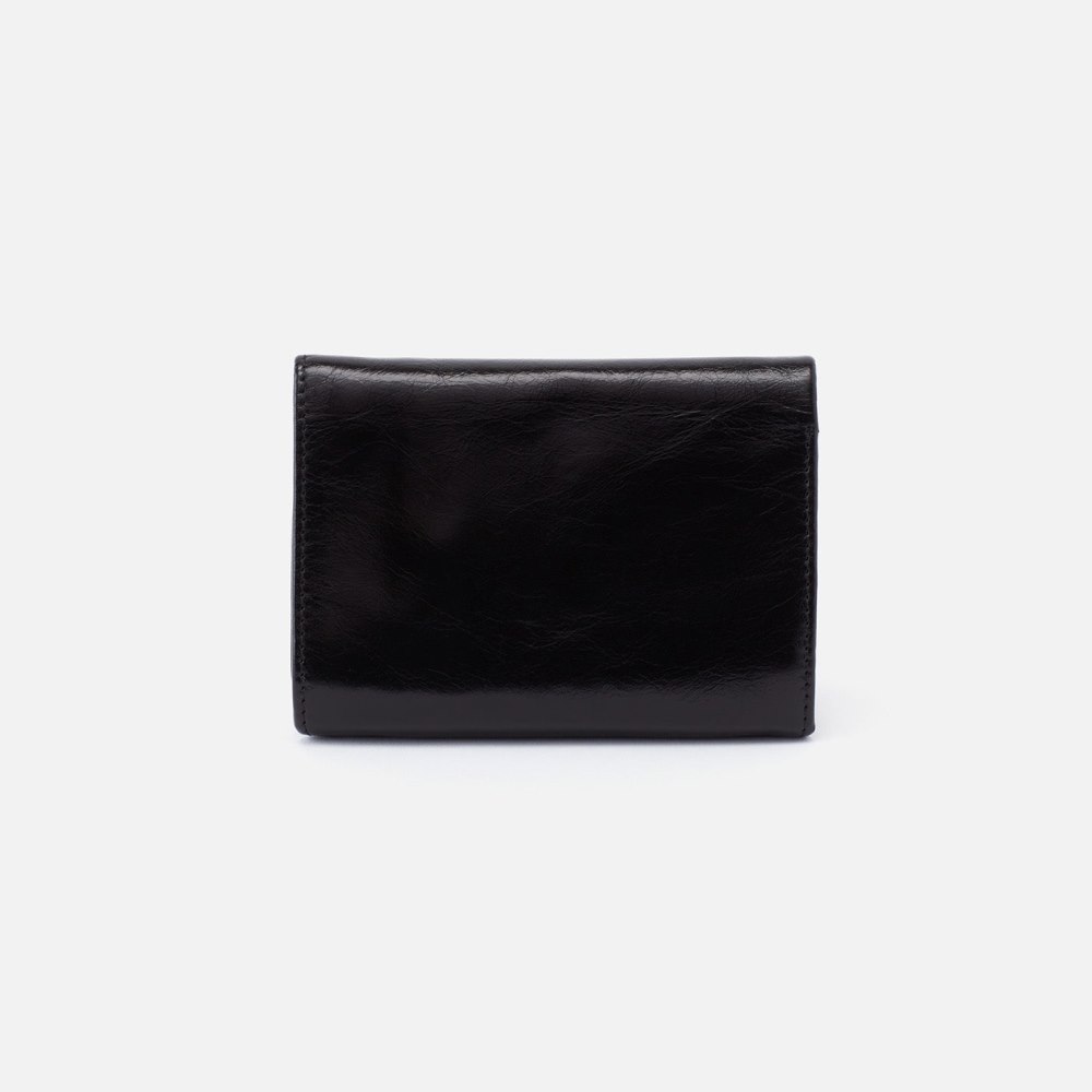 Hobo | Robin Compact Wallet in Polished Leather - Black