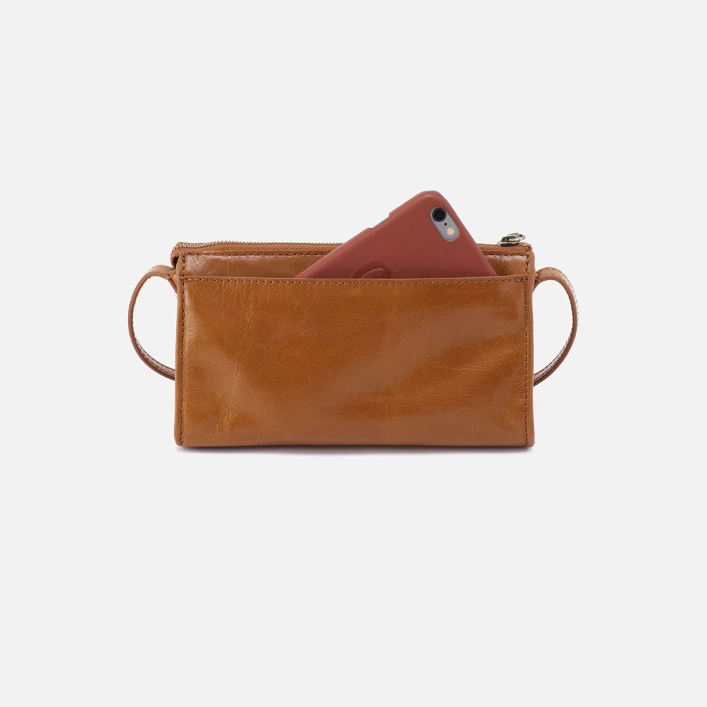 Hobo | Jewel Crossbody in Polished Leather - Truffle