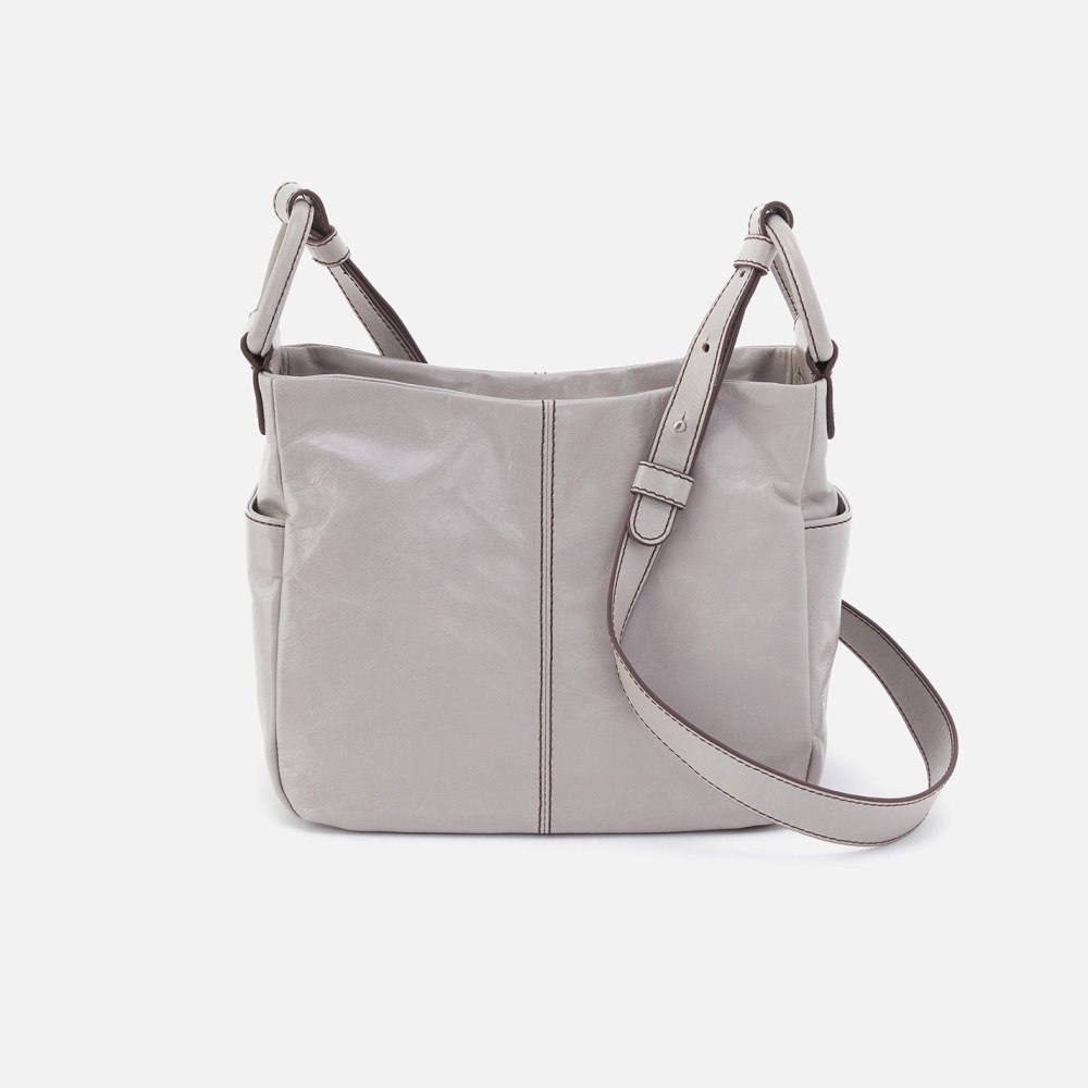 Hobo | Sheila Crossbody in Polished Leather - Light Grey