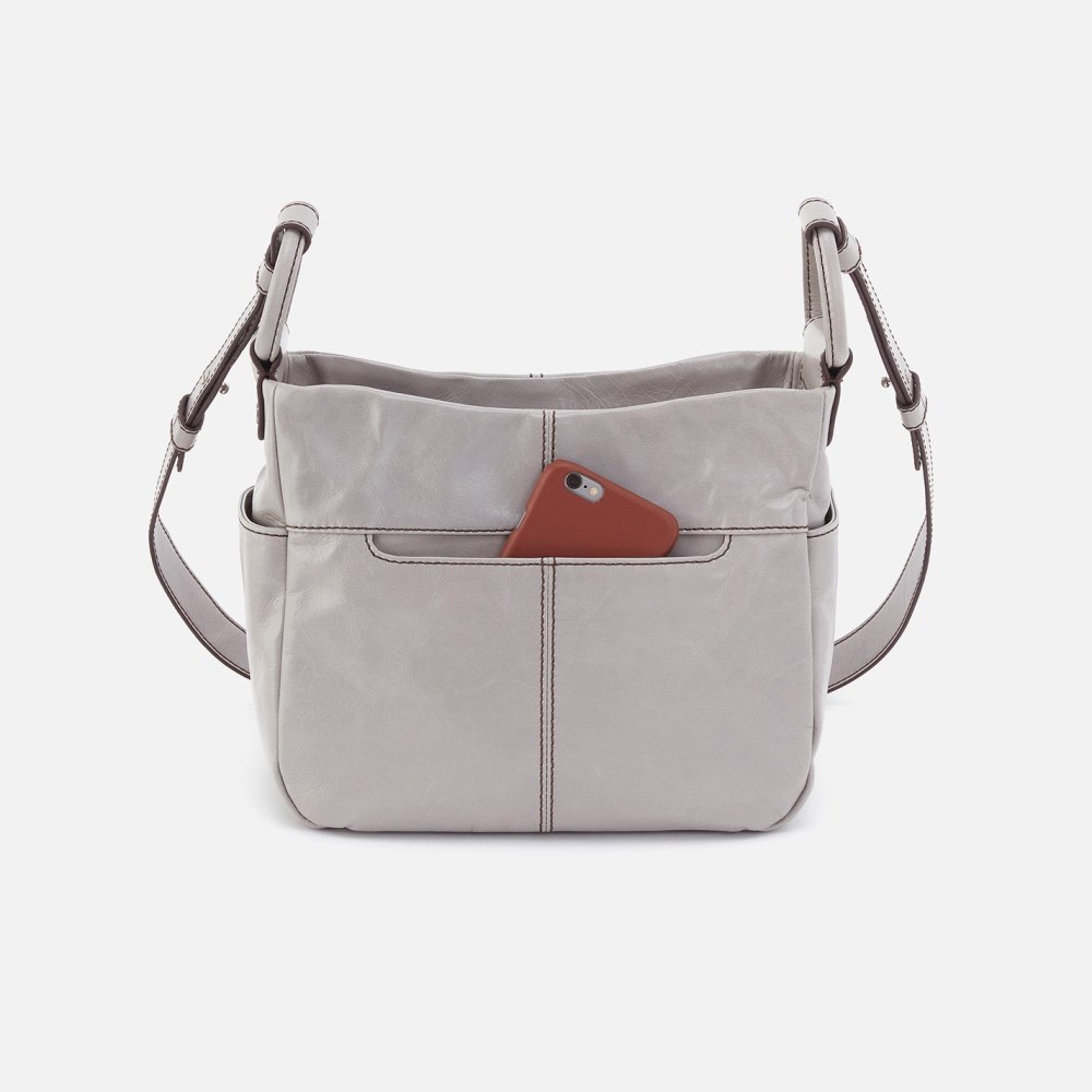 Hobo | Sheila Crossbody in Polished Leather - Light Grey