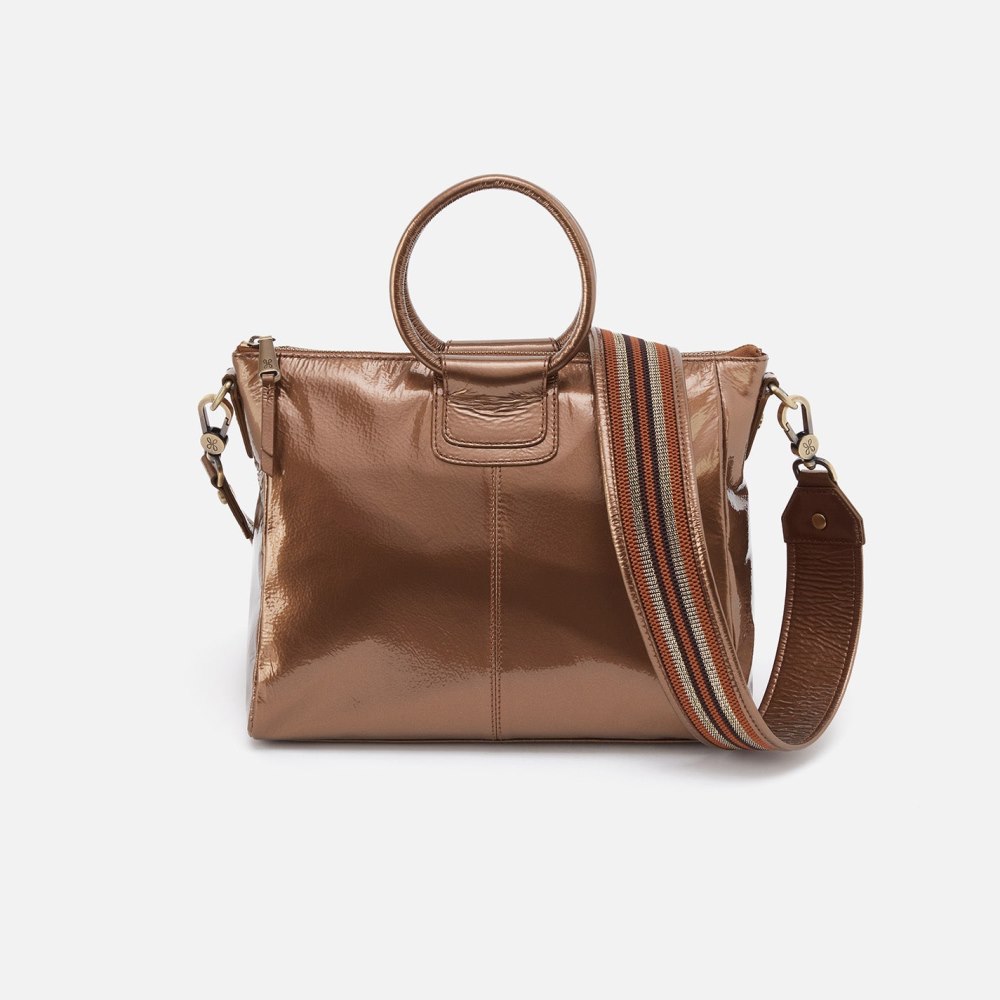 Hobo | Sheila Medium Satchel in Patent Leather - Bronze