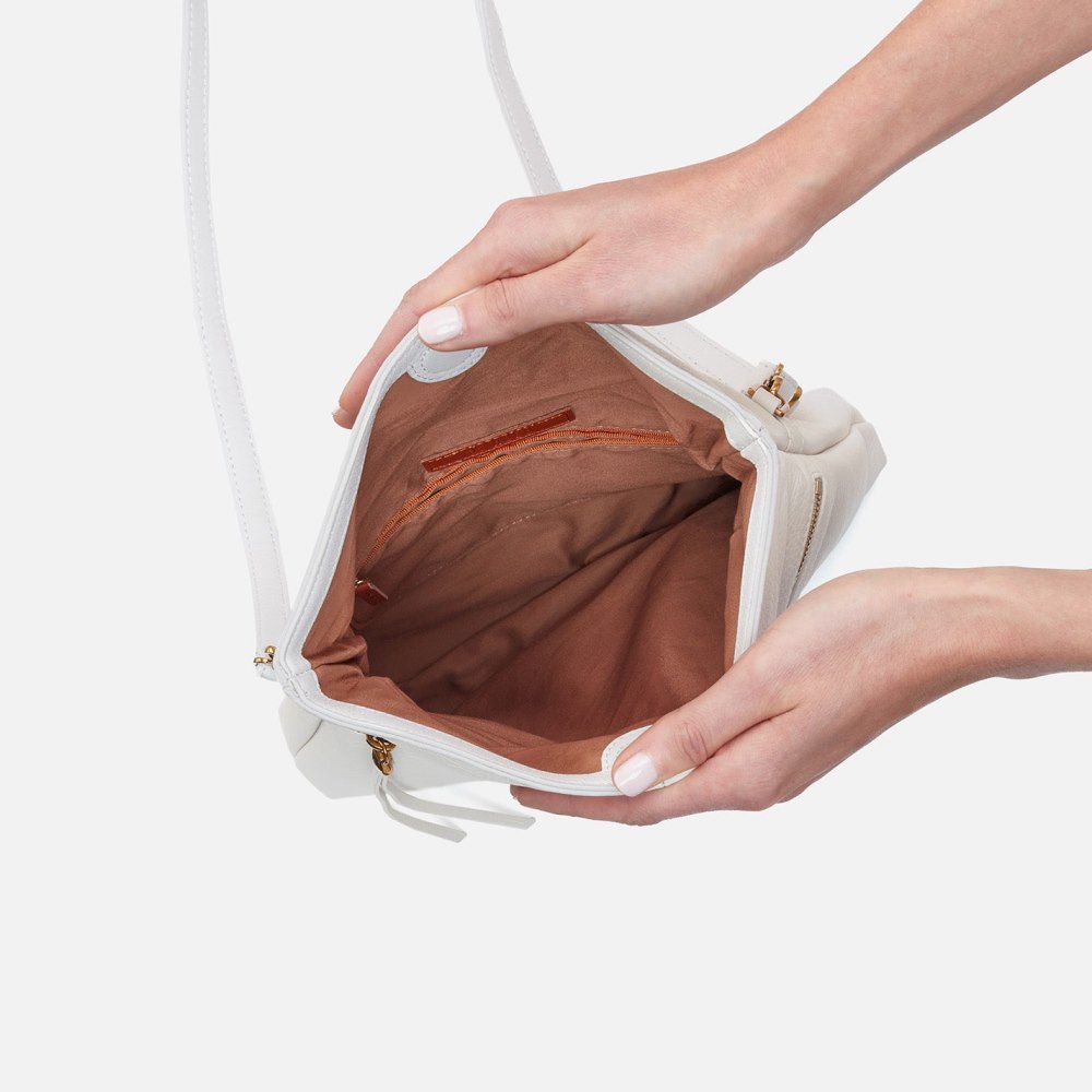 Hobo | Draft Crossbody in Pebbled Leather - White