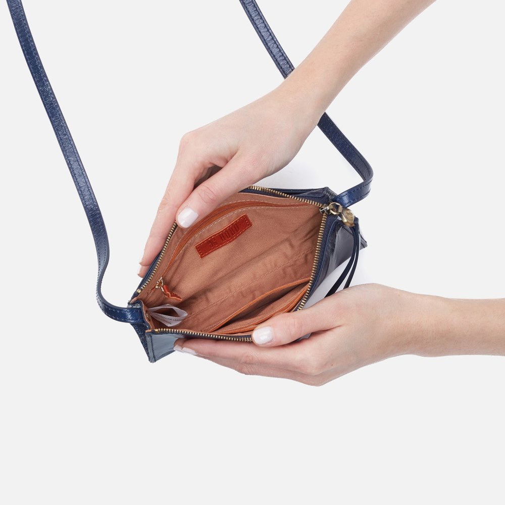 Hobo | Jewel Crossbody in Polished Leather - Nightshade