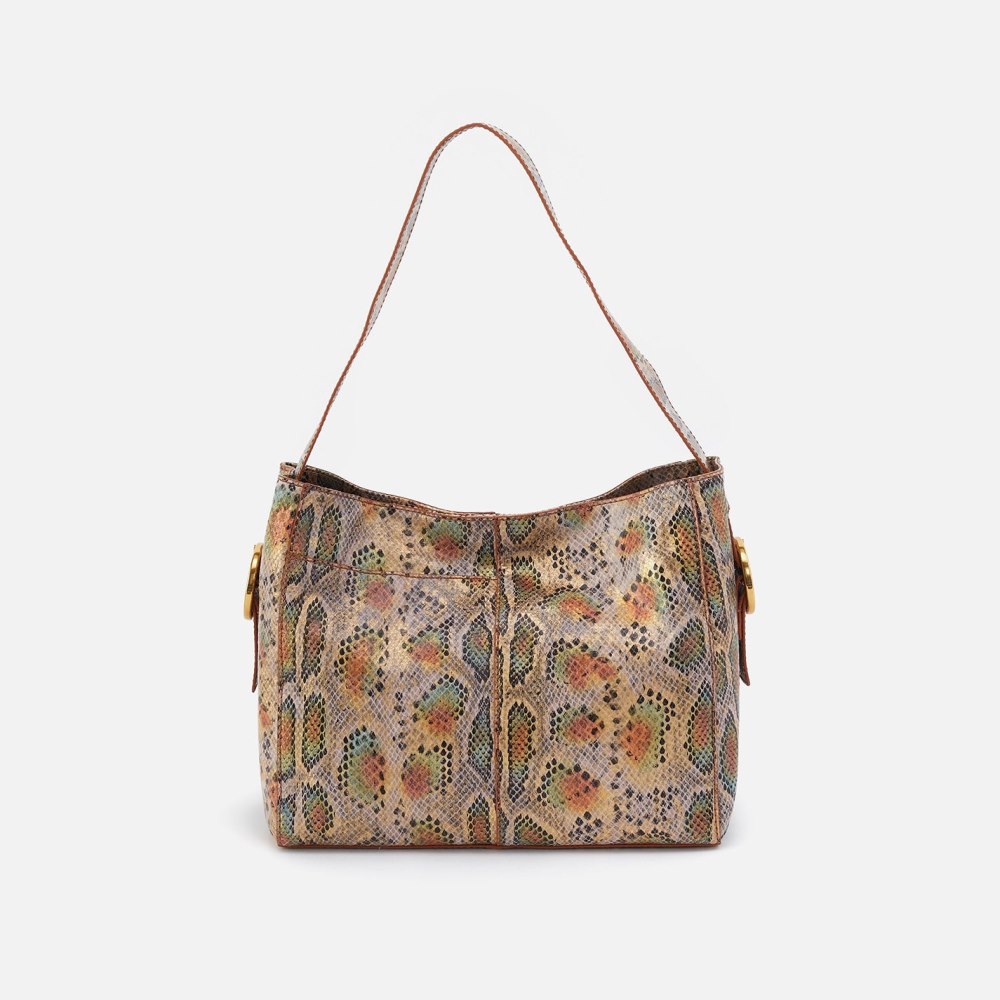 Hobo | Render Shoulder Bag in Printed Leather - Opal Snake Print