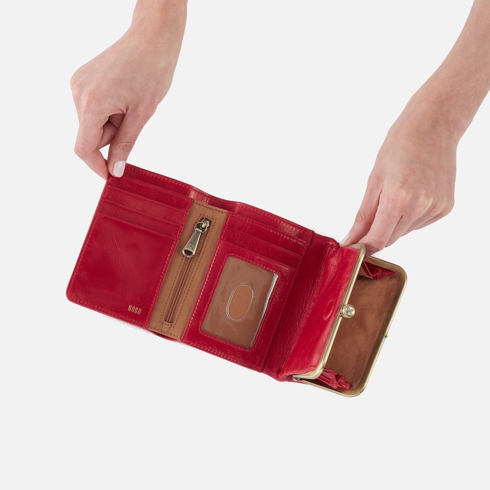 Hobo | Robin Compact Wallet in Polished Leather - Claret