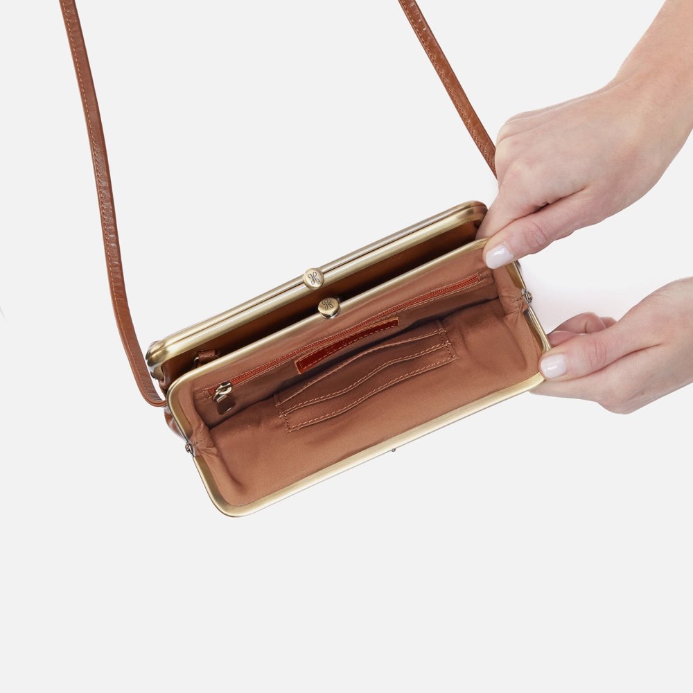 Hobo | Lauren Crossbody in Polished Leather - Truffle