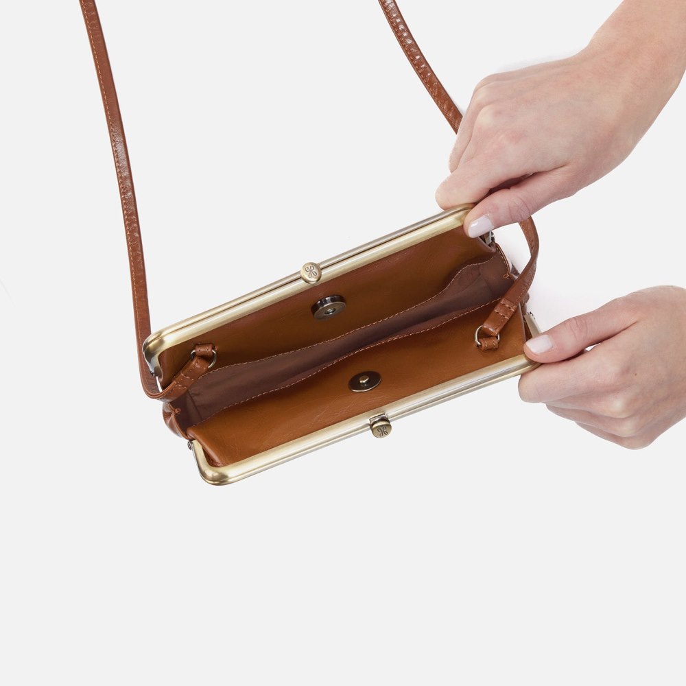 Hobo | Lauren Crossbody in Polished Leather - Truffle