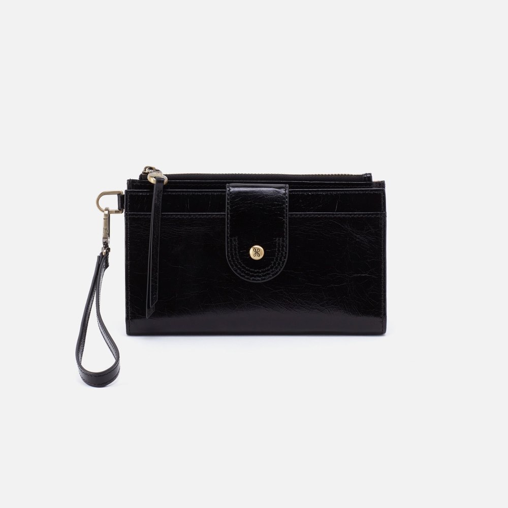 Hobo | Kali Phone Wallet in Polished Leather - Black