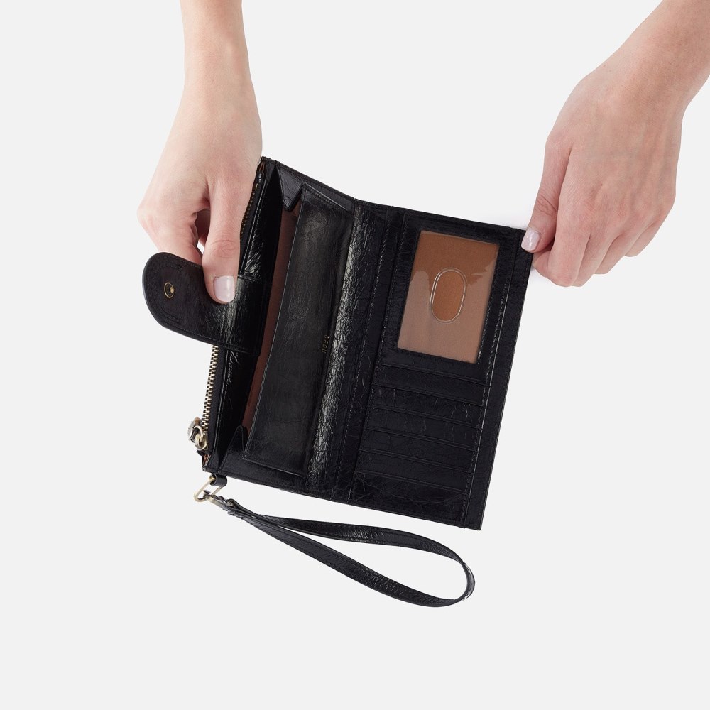 Hobo | Kali Phone Wallet in Polished Leather - Black