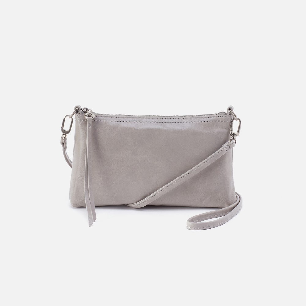 Hobo | Darcy Crossbody in Polished Leather - Light Grey - Click Image to Close