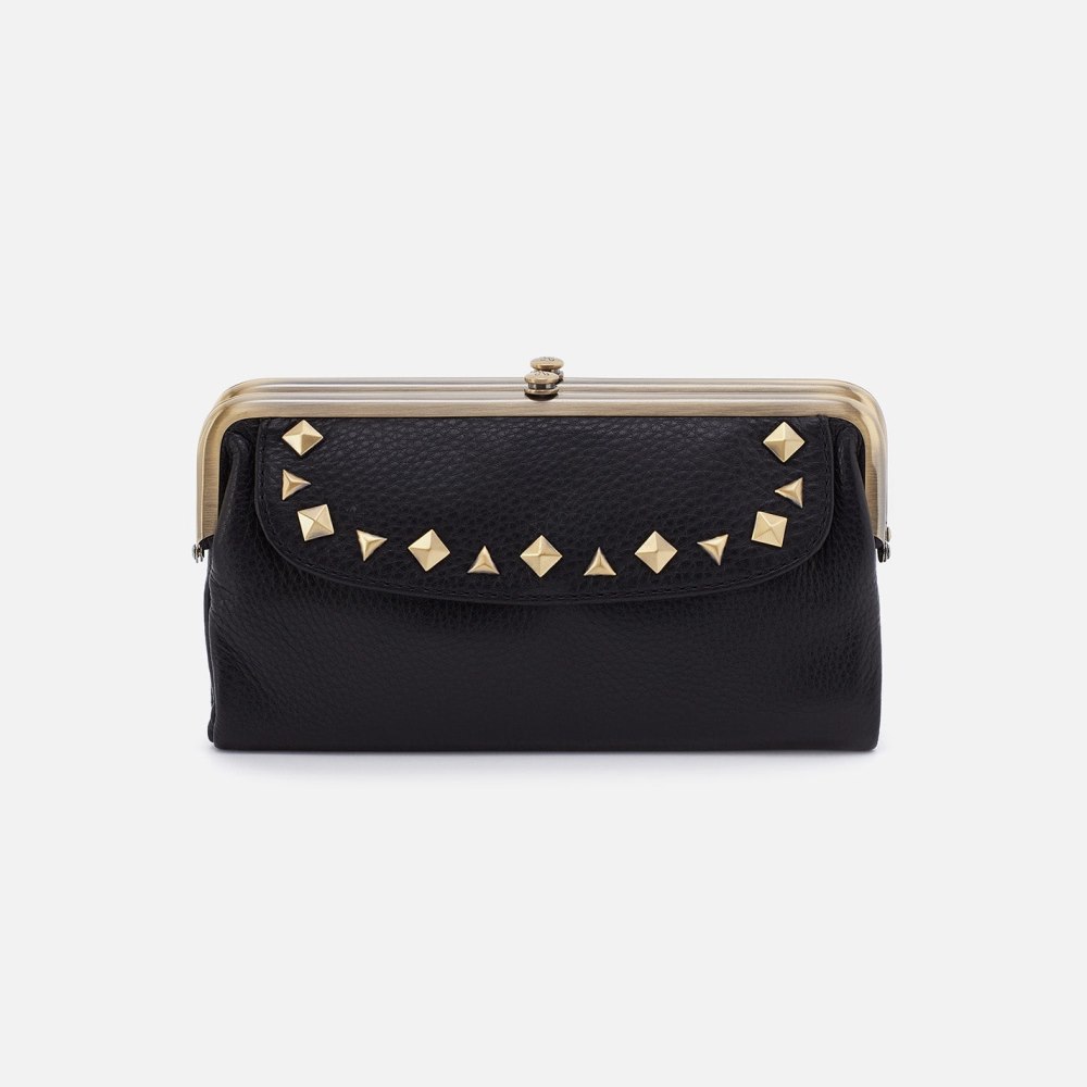 Hobo | Lauren Clutch-Wallet in Pebbled Leather - Black With Studs - Click Image to Close