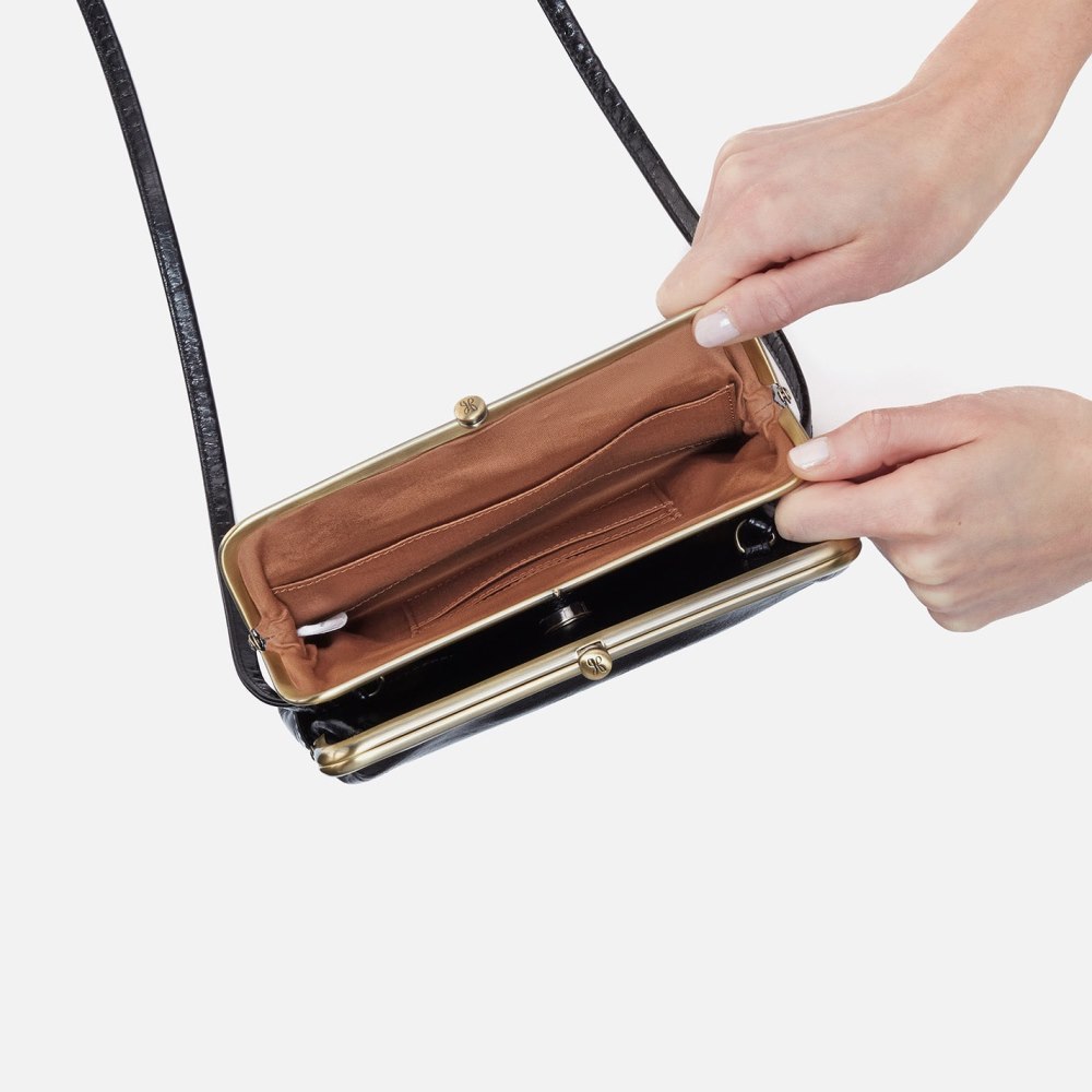 Hobo | Lauren Crossbody in Polished Leather - Black