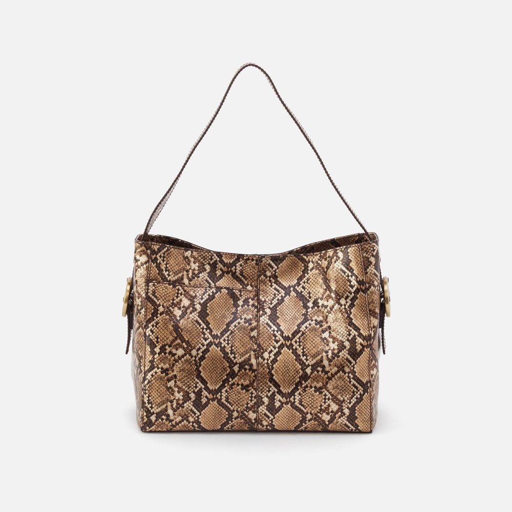 Hobo | Render Shoulder Bag in Printed Leather - Golden Snake - Click Image to Close