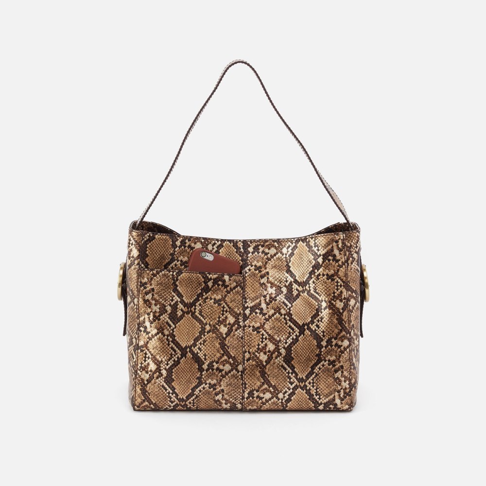 Hobo | Render Shoulder Bag in Printed Leather - Golden Snake