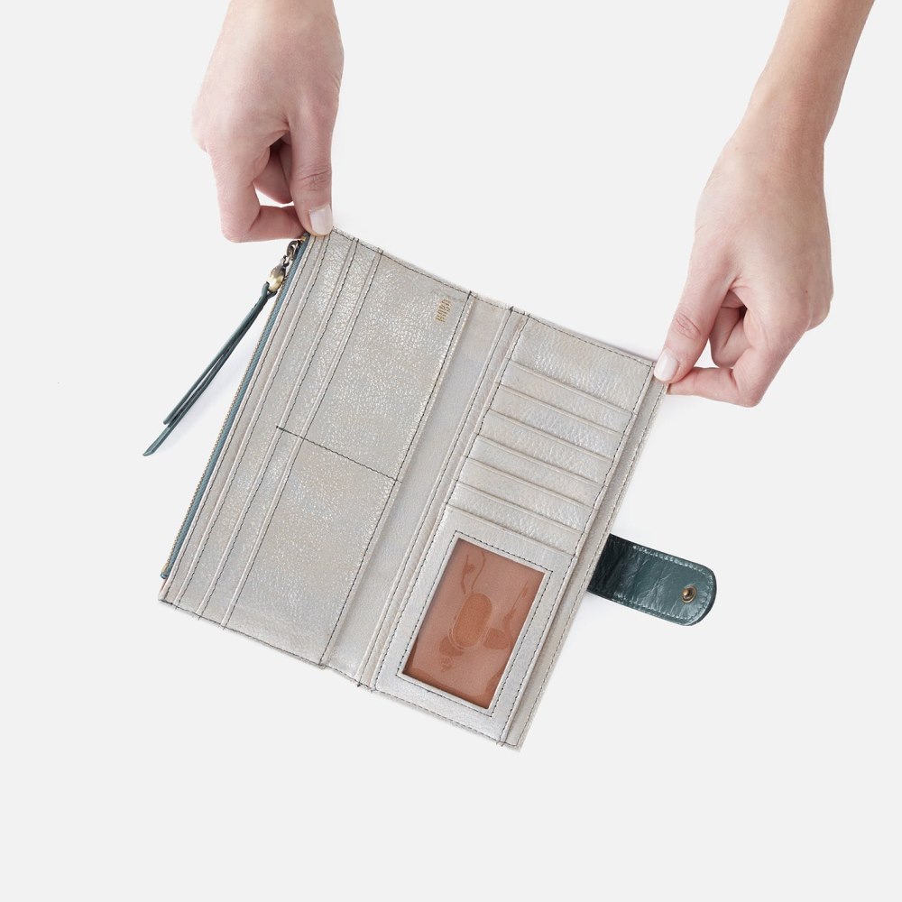 Hobo | Max Continental Wallet in Mixed Leathers - Sage Leaf