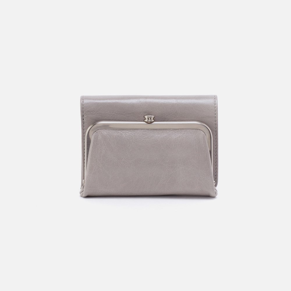 Hobo | Robin Compact Wallet in Polished Leather - Light Grey