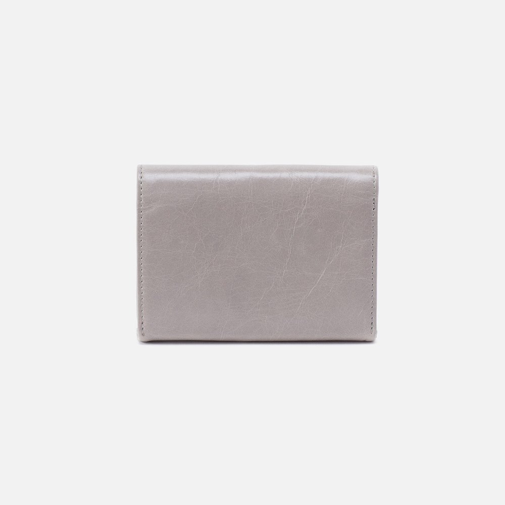 Hobo | Robin Compact Wallet in Polished Leather - Light Grey