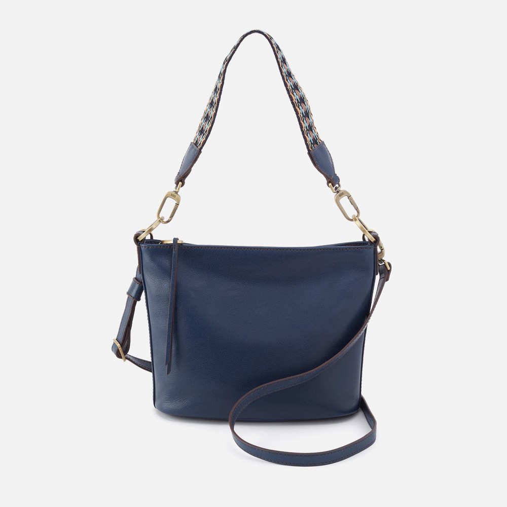 Hobo | Belle Convertible Shoulder Bag in Artisan Leather - Navy - Click Image to Close