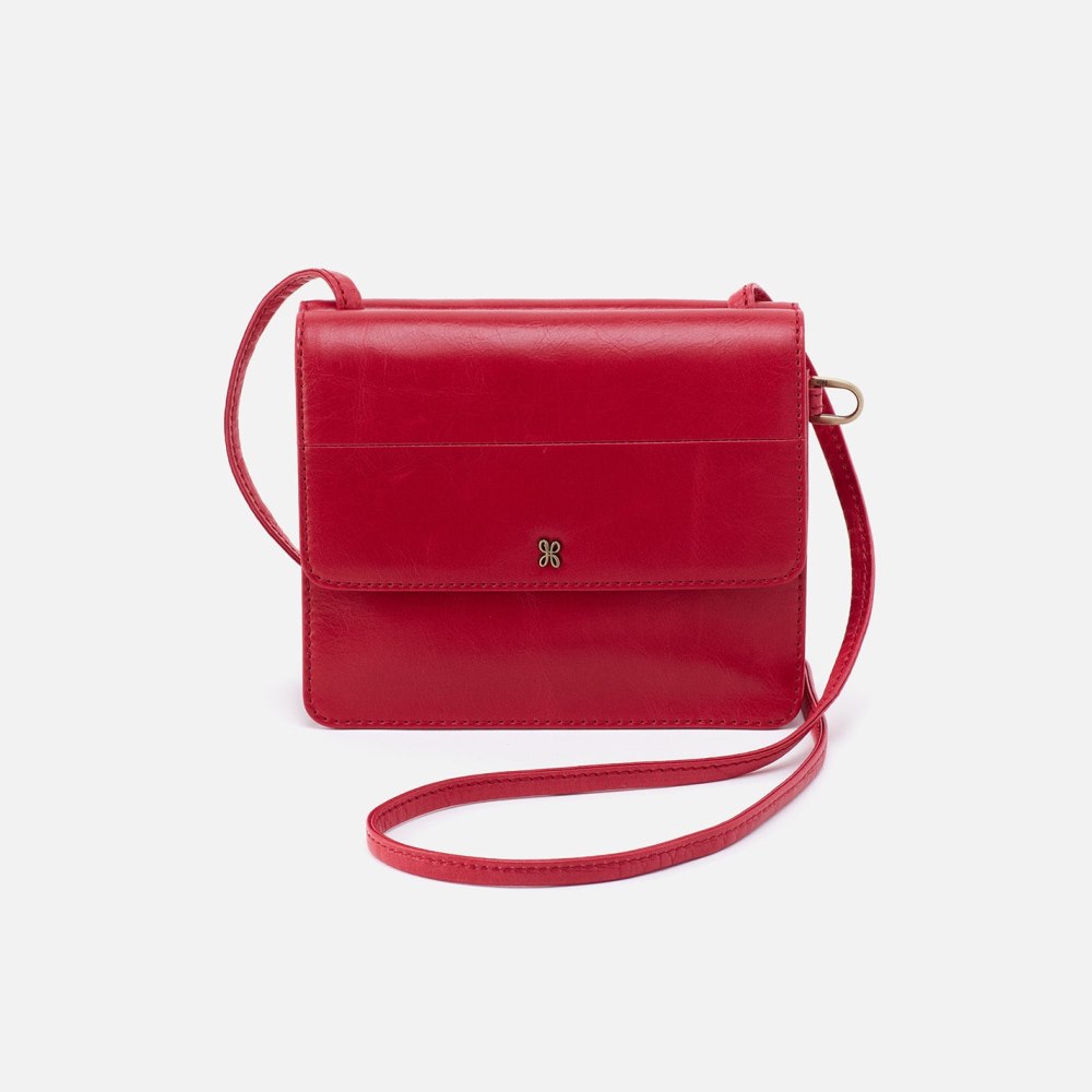 Hobo | Jill Wallet Crossbody in Polished Leather - Claret - Click Image to Close