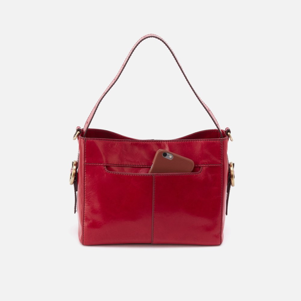 Hobo | Render Small Crossbody in Polished Leather - Claret