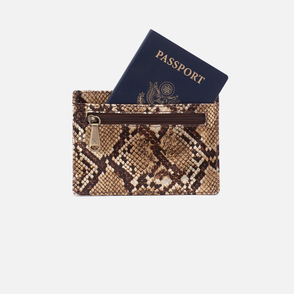 Hobo | Euro Slide Card Case in Printed Leather - Golden Snake