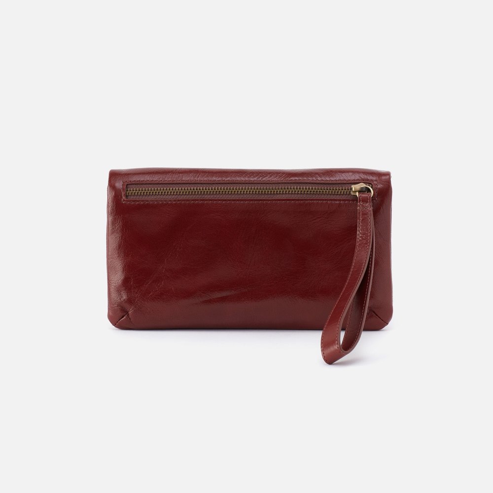 Hobo | Lauren Wristlet in Polished Leather - Henna