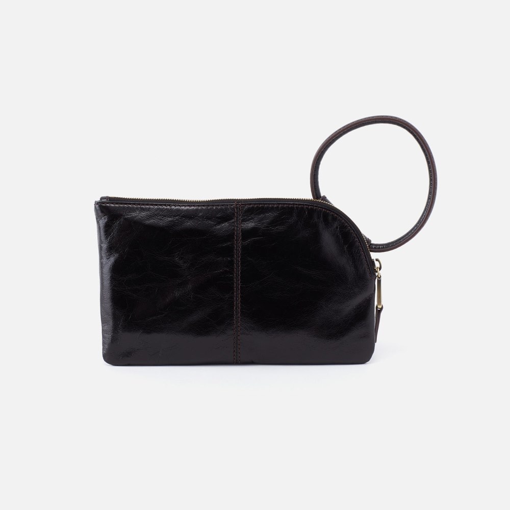 Hobo | Sable Wristlet in Polished Leather - Black