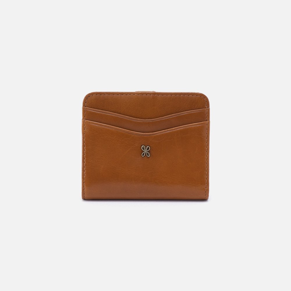 Hobo | Max Mini Bifold Compact Wallet in Polished Leather - Truffle - Click Image to Close