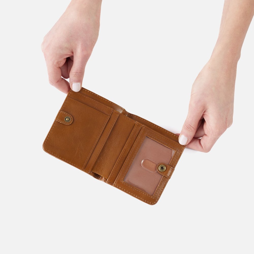 Hobo | Max Mini Bifold Compact Wallet in Polished Leather - Truffle