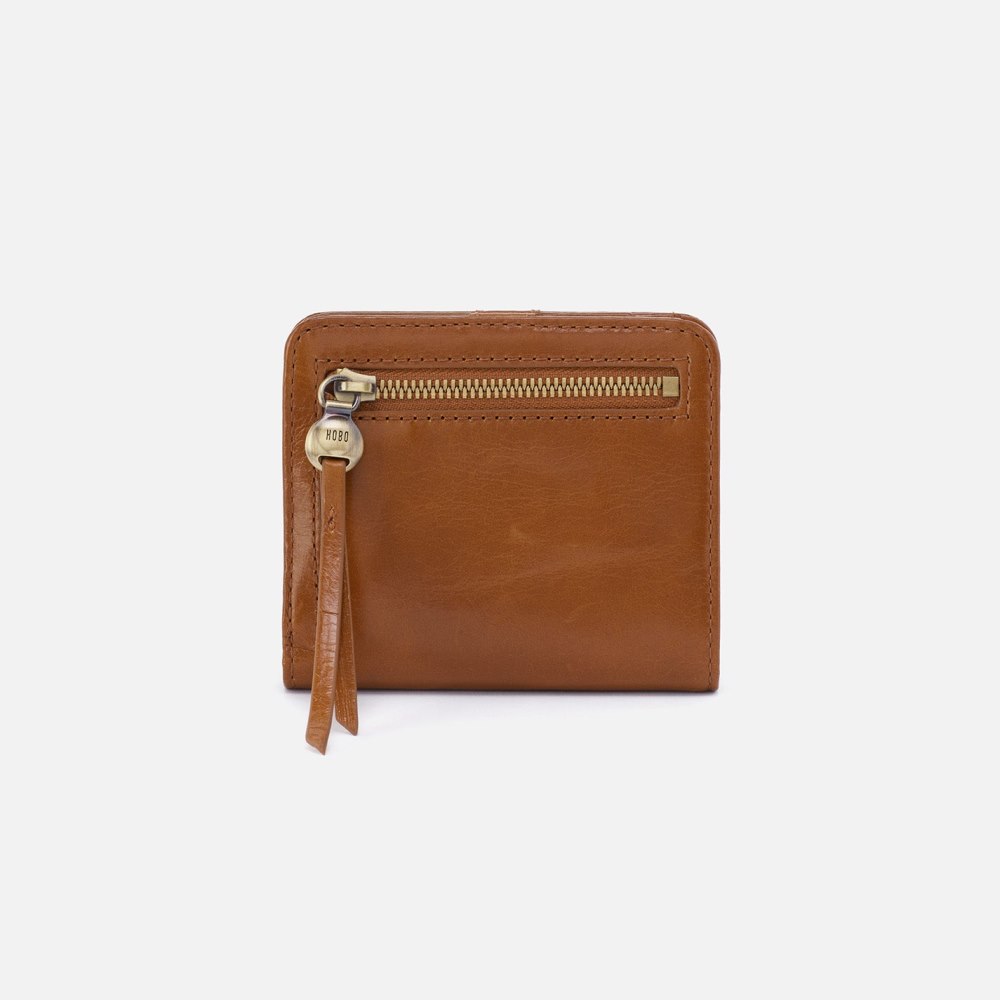 Hobo | Max Mini Bifold Compact Wallet in Polished Leather - Truffle