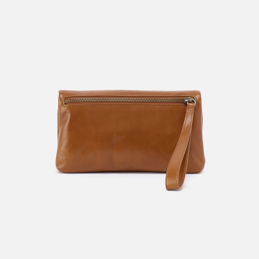 Hobo | Lauren Wristlet in Polished Leather - Truffle