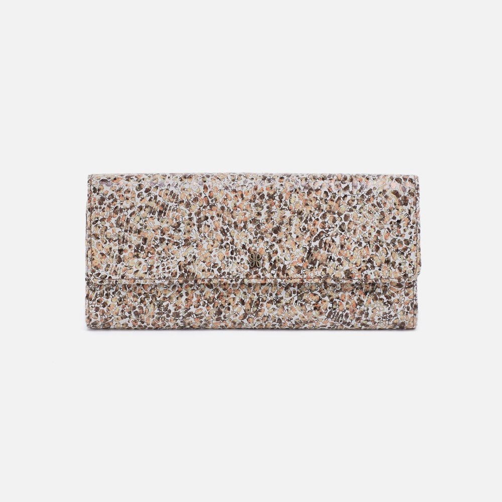 Hobo | Jill Large Trifold Wallet in Printed Leather - Terrazzo