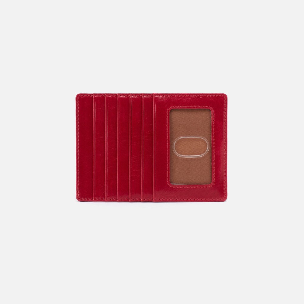 Hobo | Euro Slide Card Case in Polished Leather - Claret - Click Image to Close