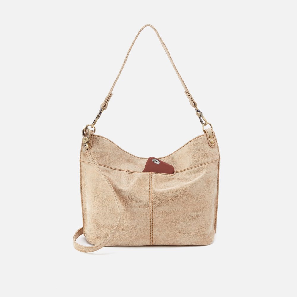 Hobo | Pier Shoulder Bag in Metallic Leather - Gold Leaf