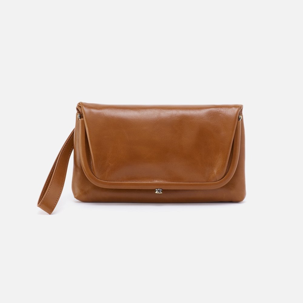 Hobo | Lauren Wristlet in Polished Leather - Truffle - Click Image to Close