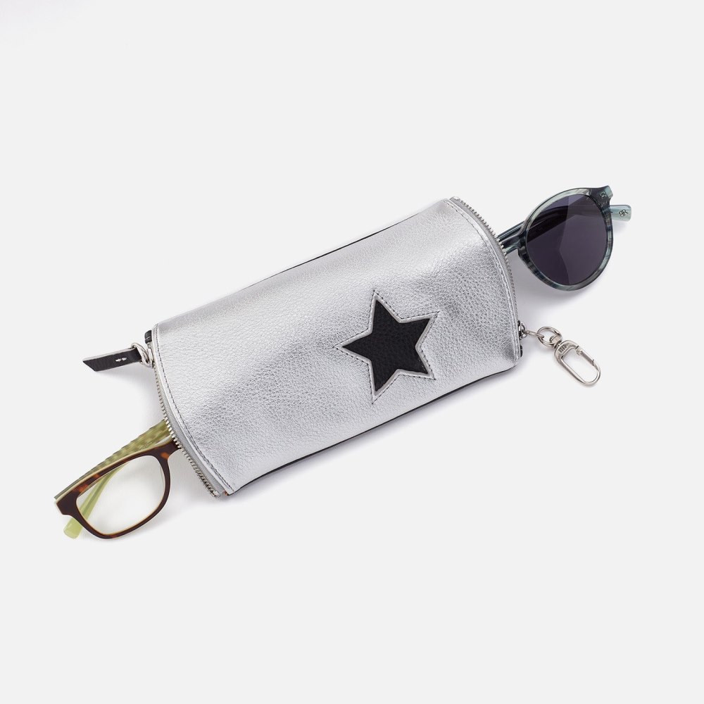 Hobo | Spark Double Eyeglass Case in Metallic Leather - Argento