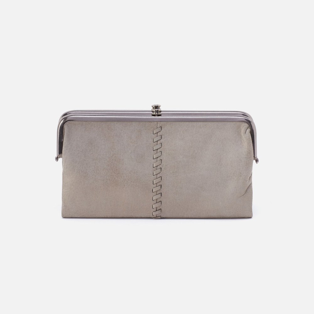 Hobo | Lauren Clutch-Wallet in Metallic Leather - Granite Grey - Click Image to Close