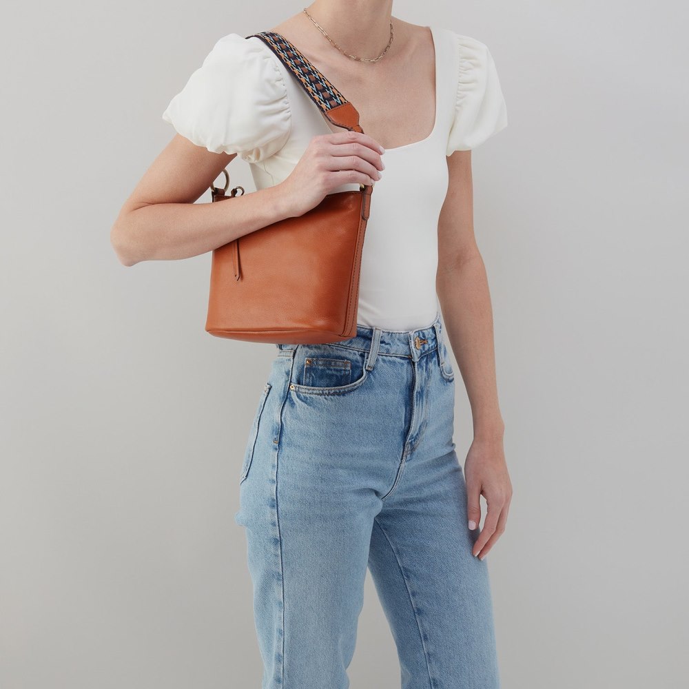 Hobo | Belle Convertible Shoulder Bag in Artisan Leather - Honey Brown