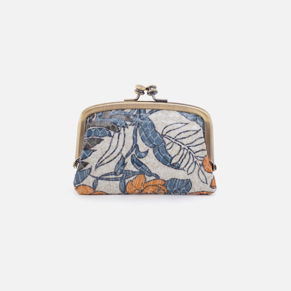 Hobo | Cora Frame Card Holder in Printed Leather - Orange Blossom - Click Image to Close